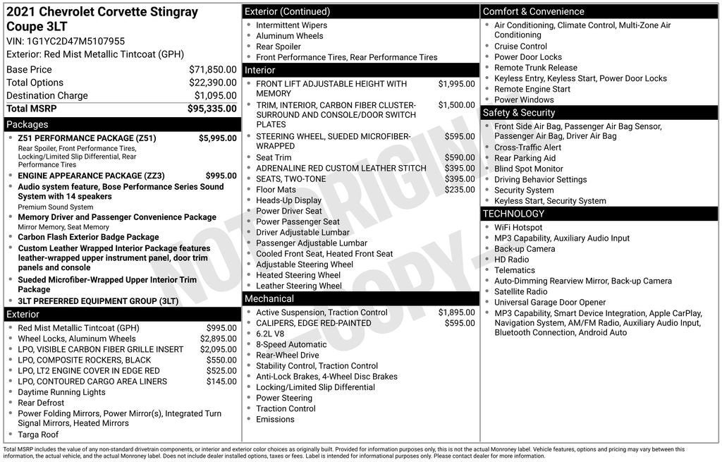 2021 Chevrolet Corvette Stingray 3LT
