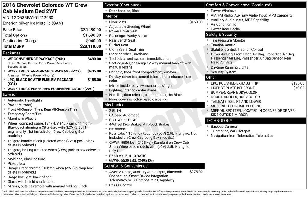2016 Chevrolet Colorado 2WD WT