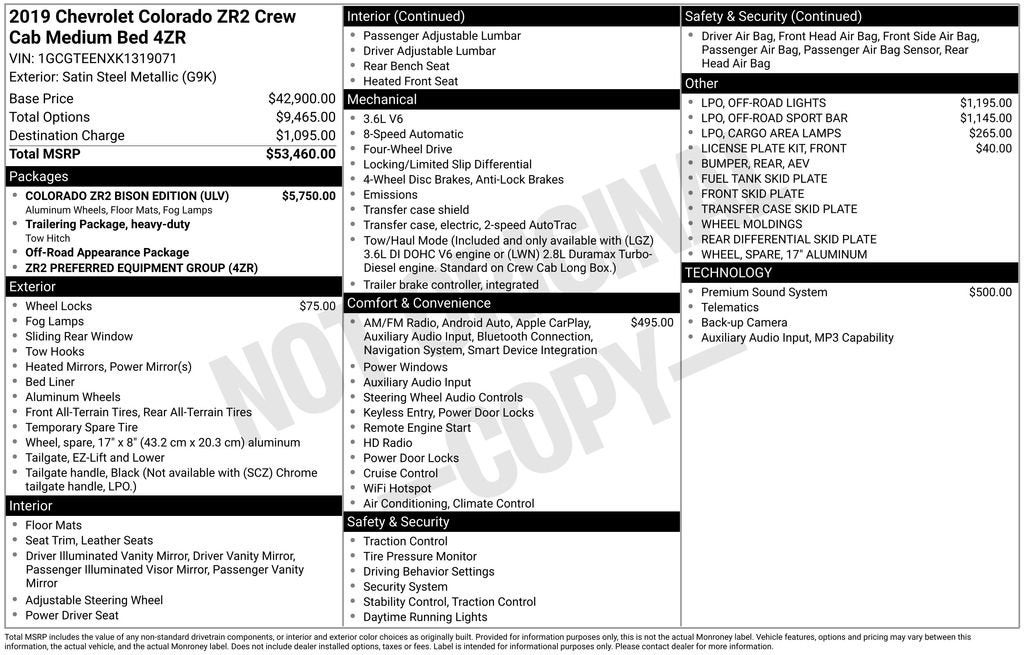 2019 Chevrolet Colorado 4WD ZR2