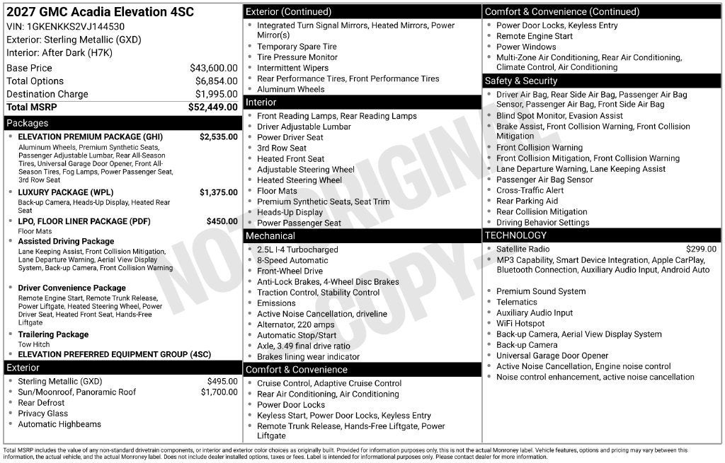 2027 GMC Acadia Elevation