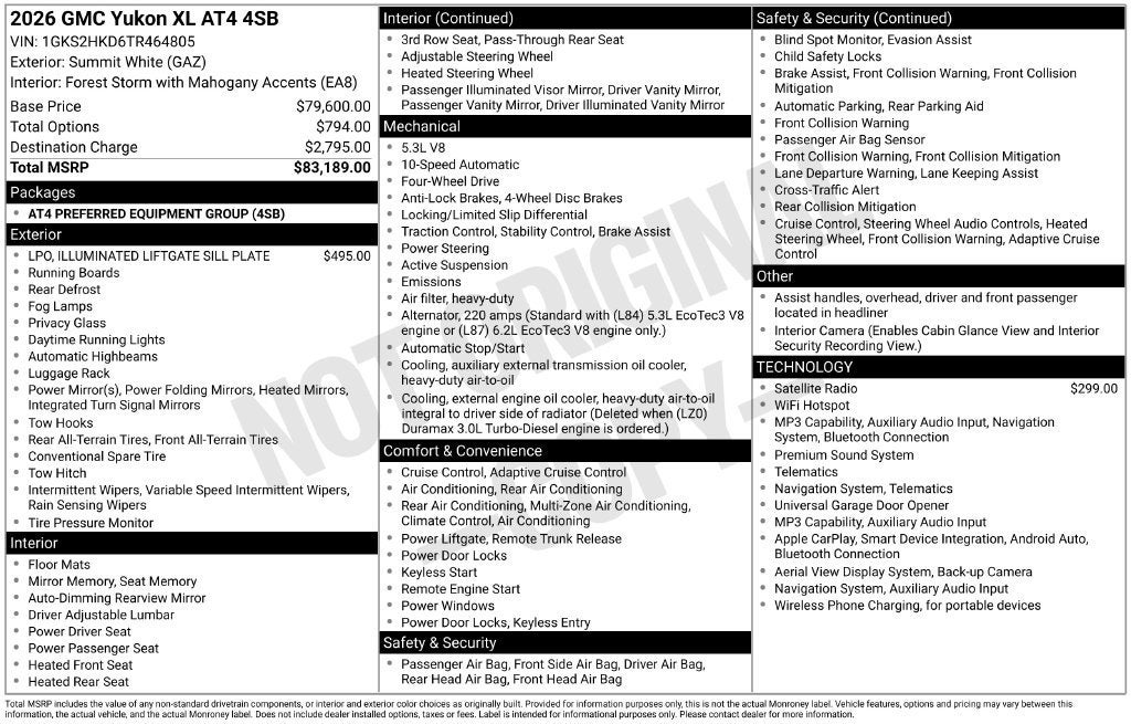 2026 GMC Yukon XL AT4