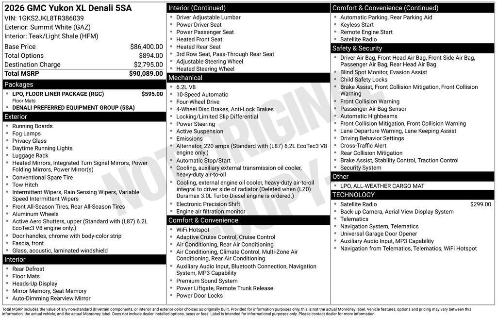 2026 GMC Yukon XL Denali
