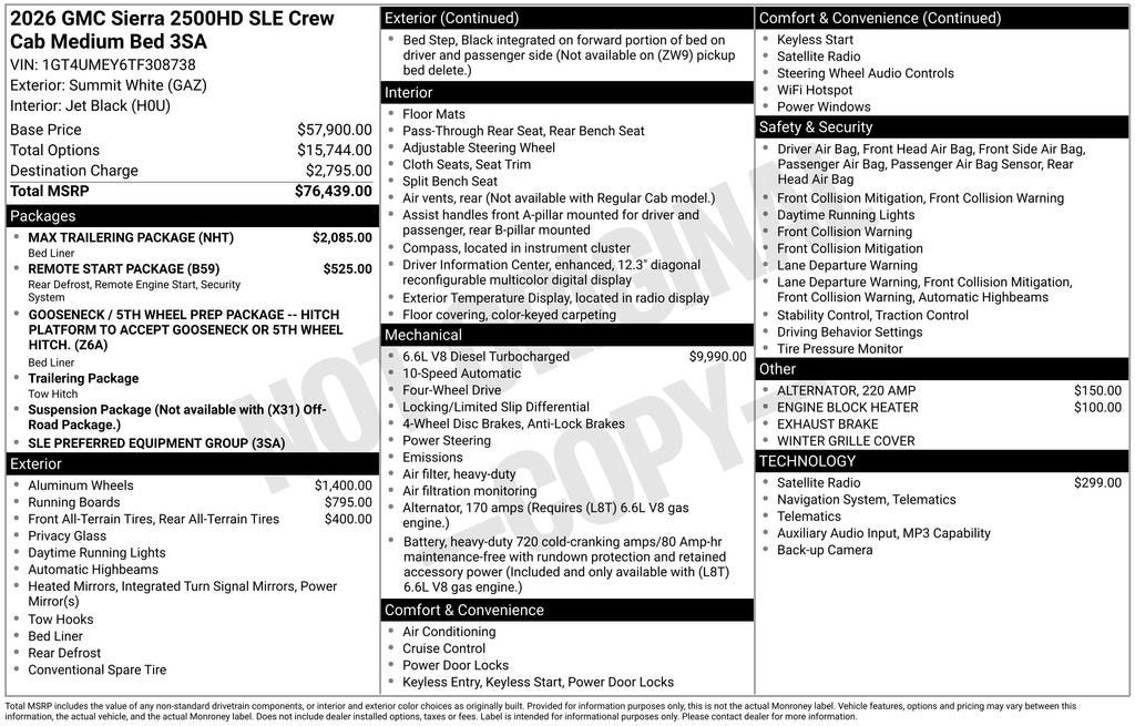 2026 GMC Sierra 2500 HD SLE