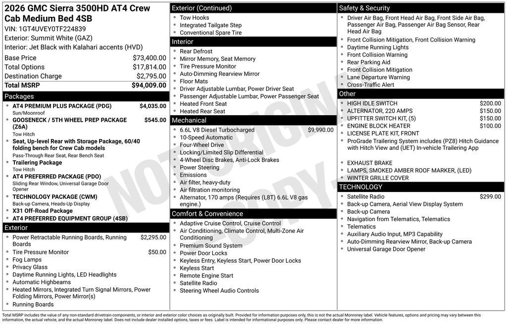 2026 GMC Sierra 3500 HD AT4