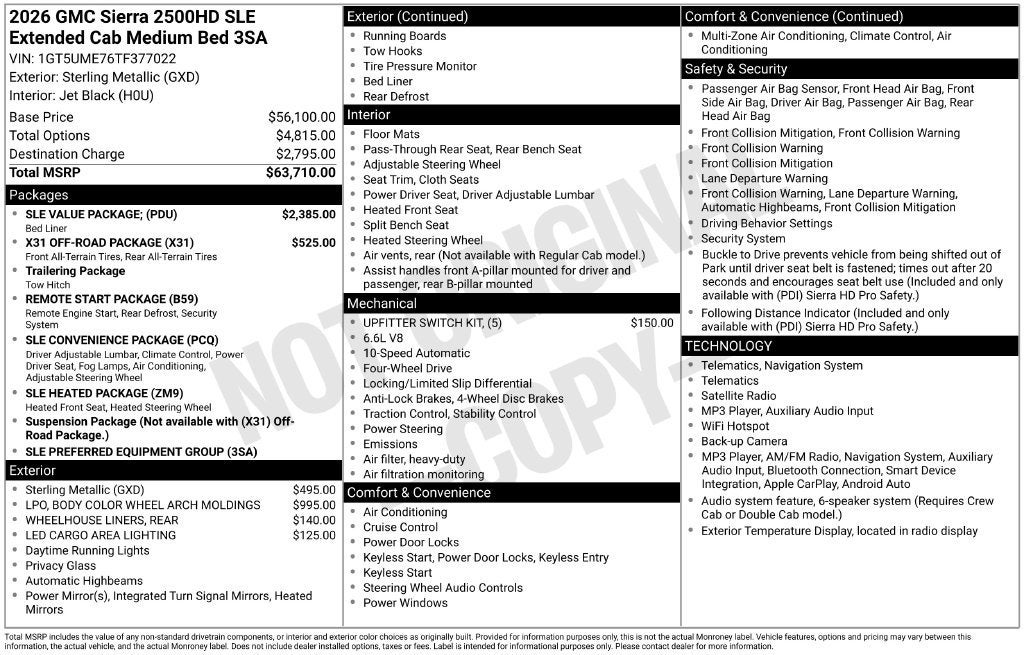 2026 GMC Sierra 2500 HD SLE