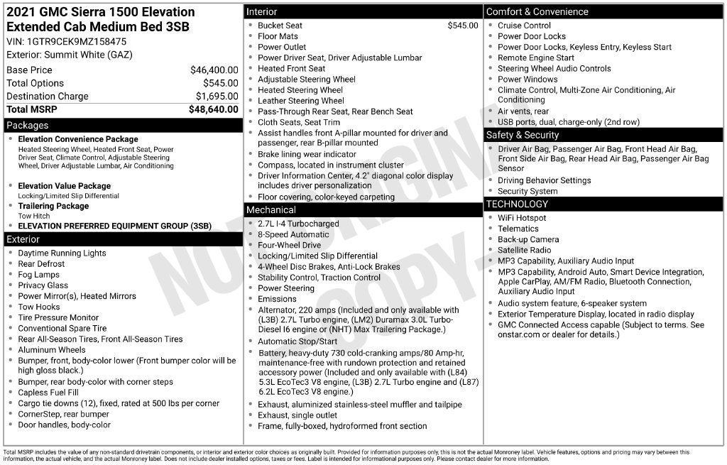 2021 GMC Sierra 1500 Elevation