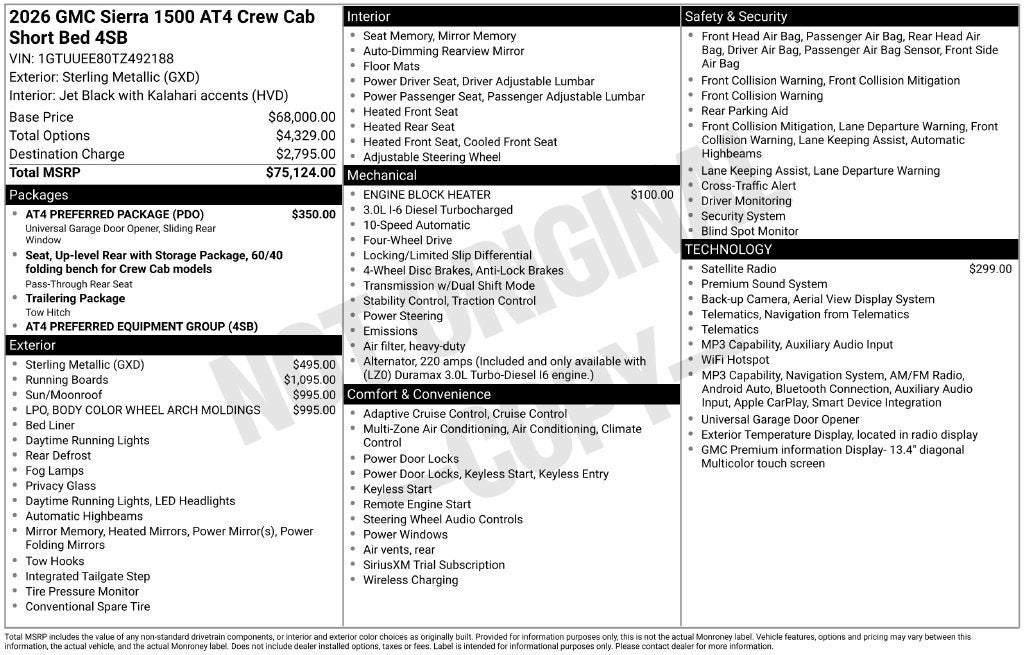 2026 GMC Sierra 1500 AT4
