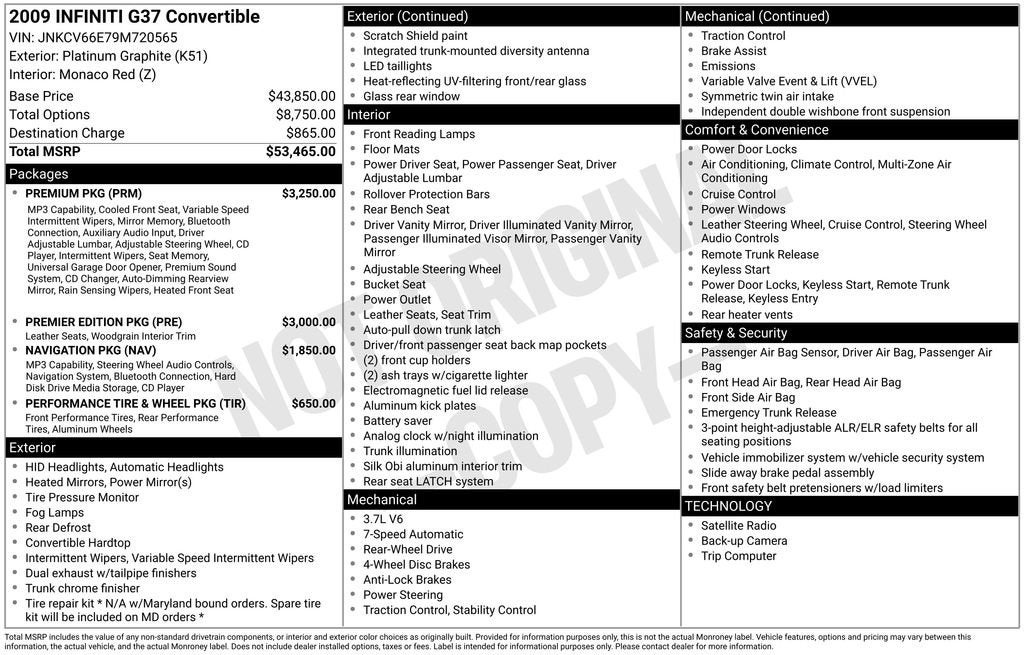 2009 INFINITI G37 Base
