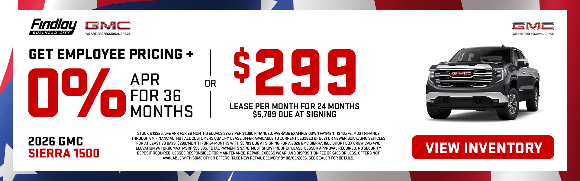 Get EMPLOYEE PRICING +0% APR FOR 36 MONTHS or Lease for $299